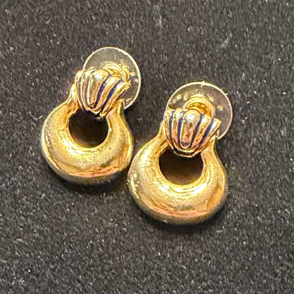 Elegant Gold Tone Door Knocker Earrings